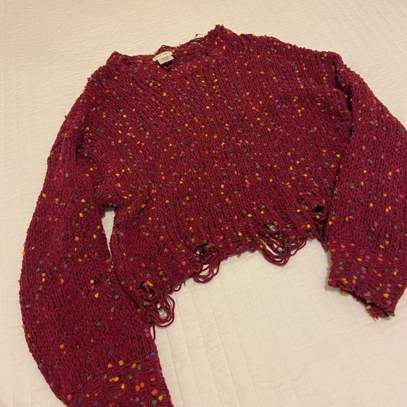 Main Strip Pink Confetti Knit Cropped sweater - Picture 5 of 5